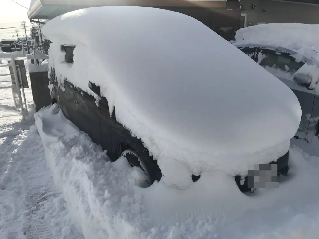 雪国の朝の車の姿がコチラです