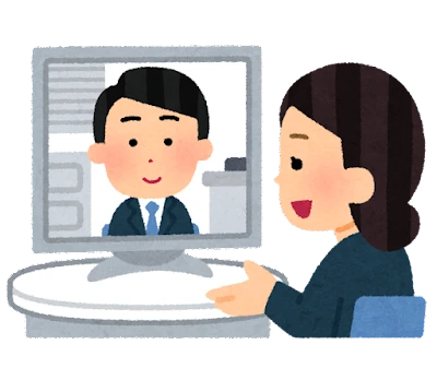 オンラインで相談する様子のイラスト